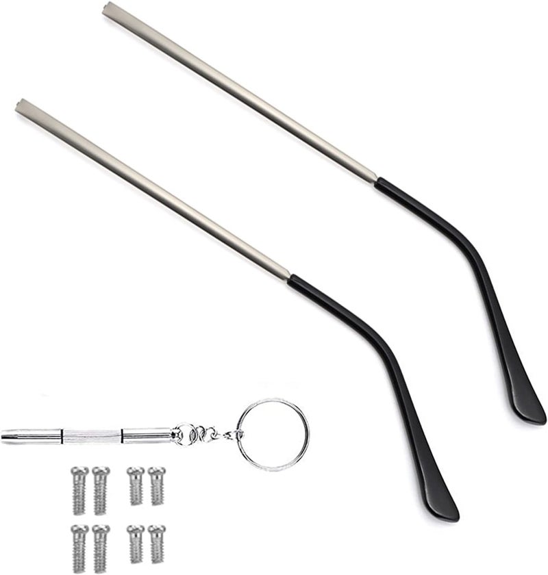 OPUGIT Metal Glasses Replacement Temple, Eyeglass Arms Legs Replacement, Glasses Repair Kit Universal Eyeglasses Replacement, DIY Temples for Glasses with Screws(1 Pair, Silver) - Image 1